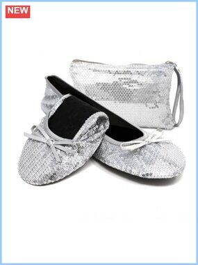 Sequin Foldable Ballet Flats Cushioned Travel Wedding Party Shoes